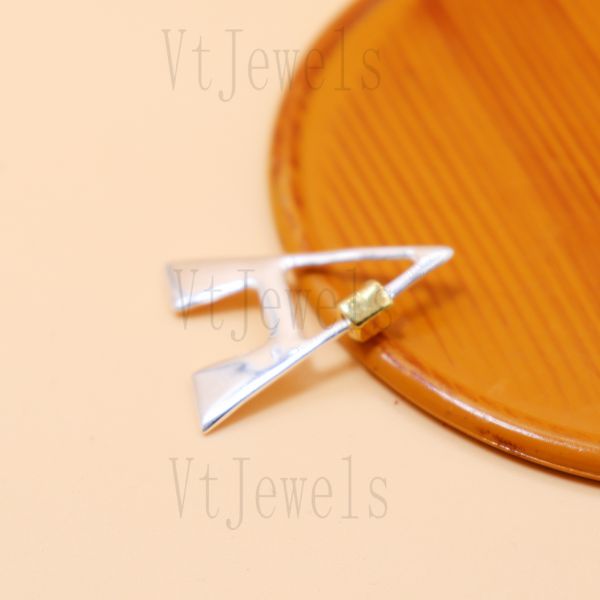 Letter A Initial Carabiner Lock, Two-Tone 925 Sterling Silver Screw Clasp - Image 9