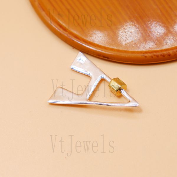 Letter A Initial Carabiner Lock, Two-Tone 925 Sterling Silver Screw Clasp - Image 10