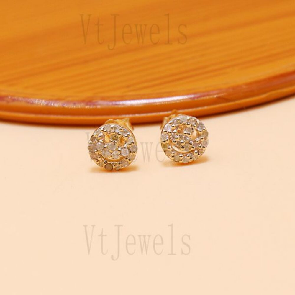 925 Sterling Silver Gold Plated Cluster Disk Stud Earrings