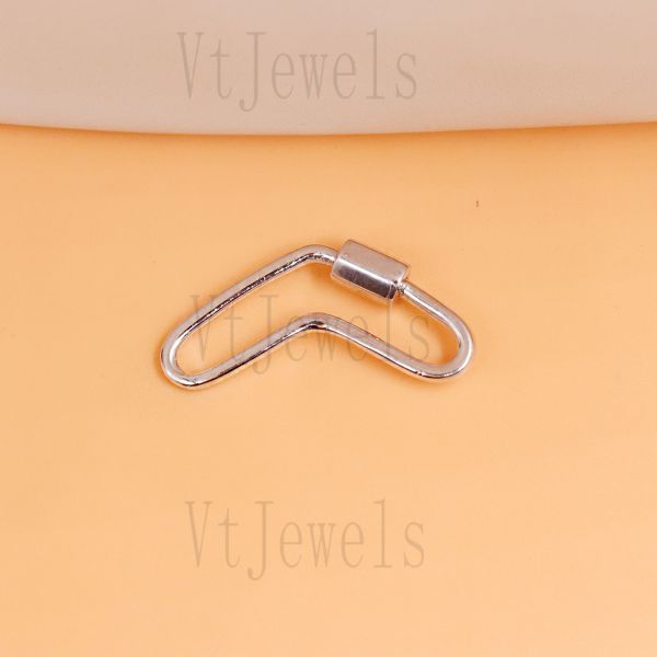 925 Sterling Silver Fancy Curved Carabiner Lock - Image 3