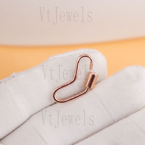 925 Sterling Silver Fancy Curved Carabiner Lock - Image 9