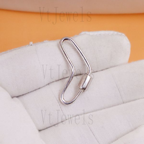 925 Sterling Silver Fancy Curved Carabiner Lock - Image 5