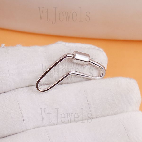 925 Sterling Silver Fancy Curved Carabiner Lock - Image 6