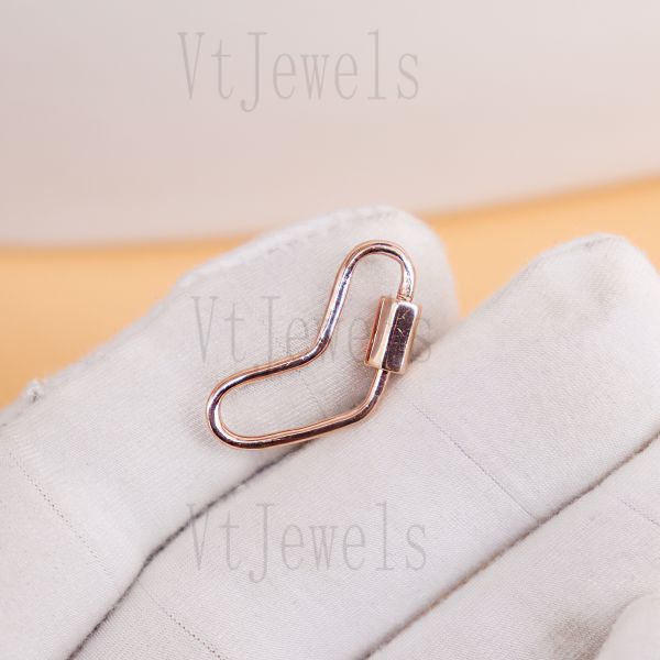 925 Sterling Silver Fancy Curved Carabiner Lock - Image 7