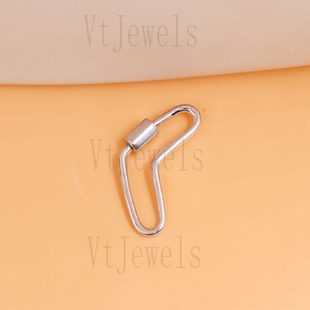 925 Sterling Silver Fancy Curved Carabiner Lock