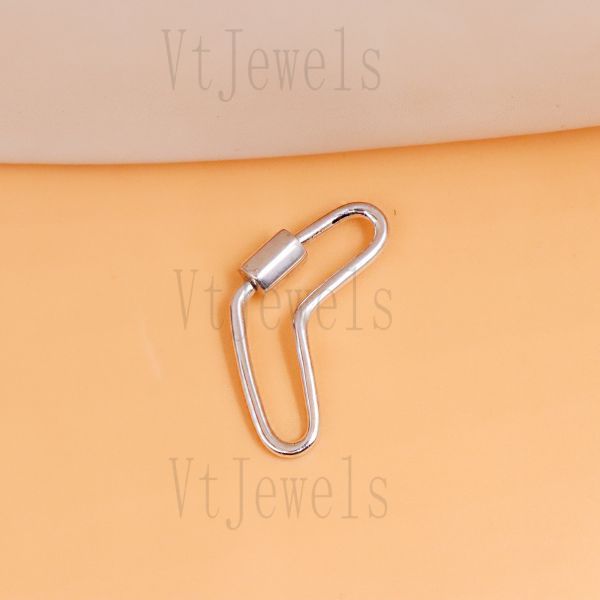 925 Sterling Silver Fancy Curved Carabiner Lock
