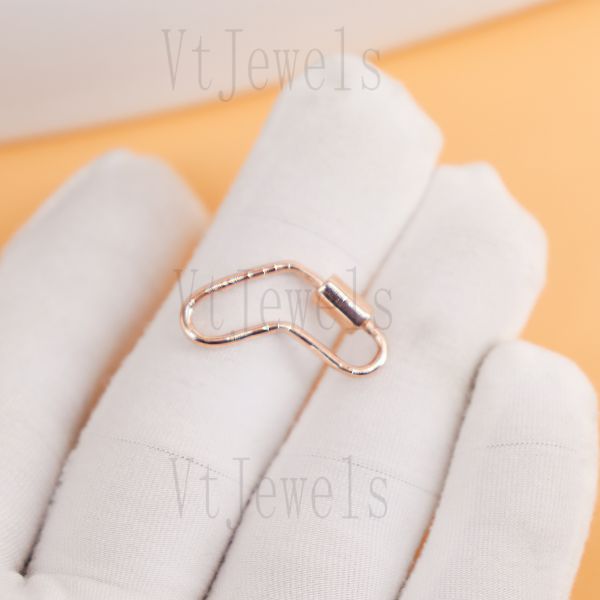 925 Sterling Silver Fancy Curved Carabiner Lock - Image 8