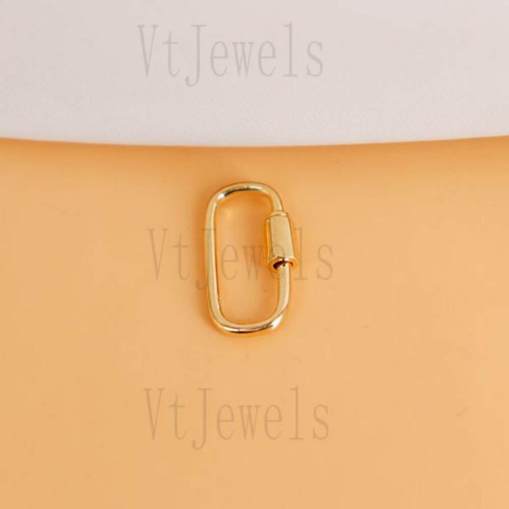 925 Sterling Silver Gold Plated Oval Carabiner Lock