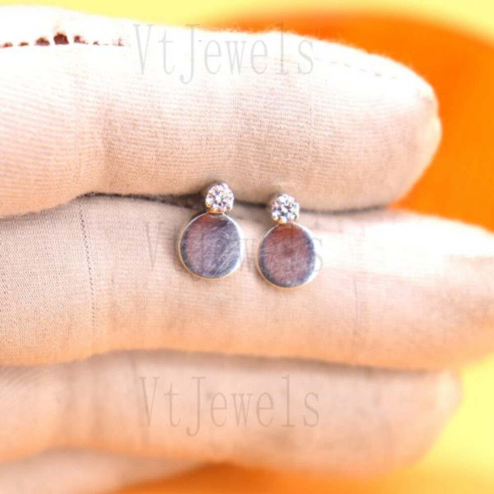 925 Sterling Silver Minimalist Brushed Disk Stud Earrings