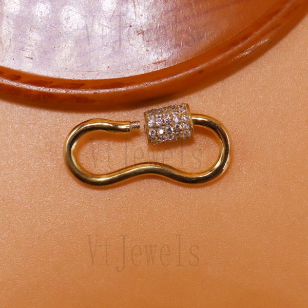 925 sterling Silver Pavé diamond Pear Carabiner Lock - Image 3