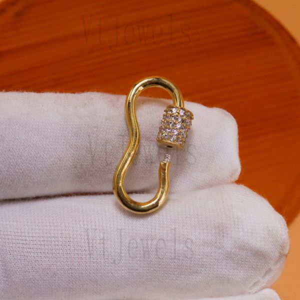 925 sterling Silver Pavé diamond Pear Carabiner Lock - Image 4