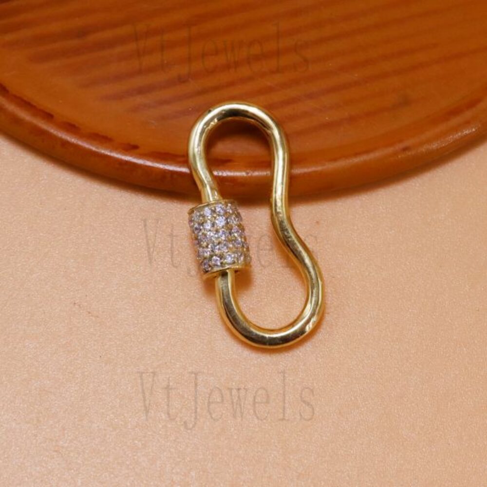 925 sterling Silver Pavé diamond Pear Carabiner Lock