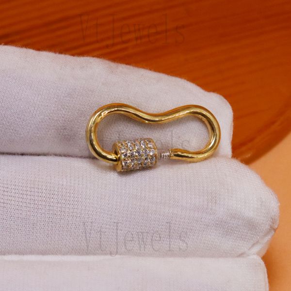 925 sterling Silver Pavé diamond Pear Carabiner Lock - Image 5