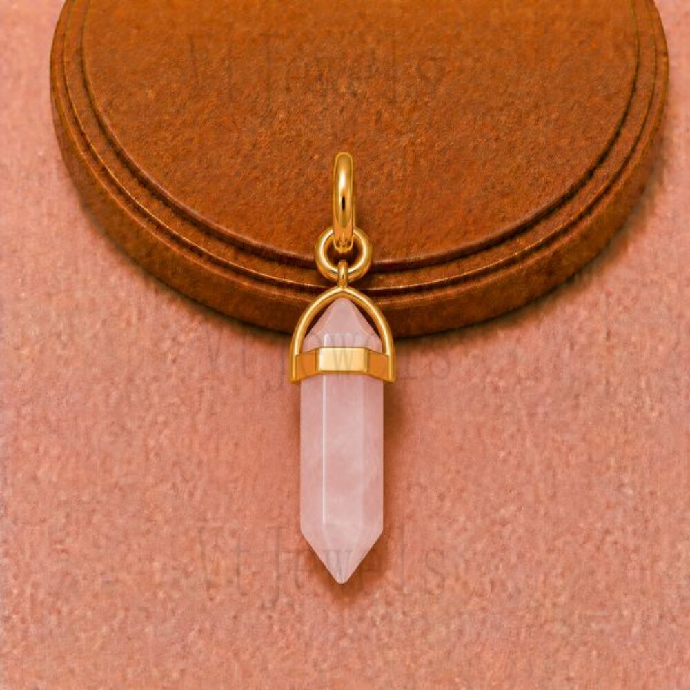 Gold Plated 925 Sterling Silver Rose Quartz Double Terminated Point Pendant Charm