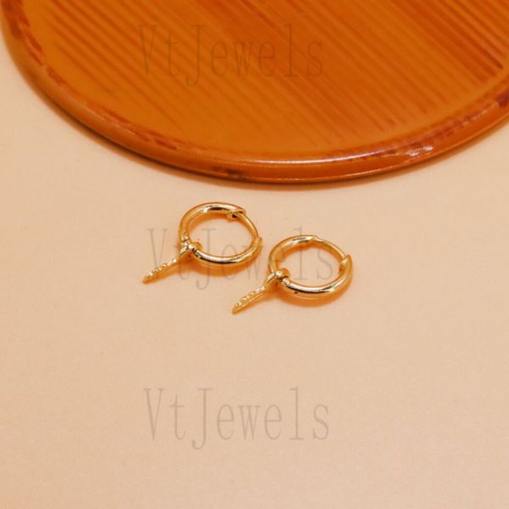 925 Sterling Silver Gold Plated Lightning Bolt Huggie Hoop Earrings