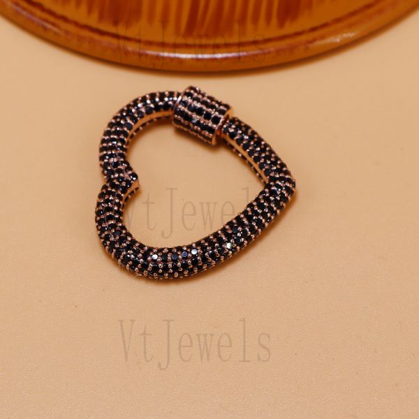 925 Sterling Silver Black Spinel Heart Carabiner - Image 7