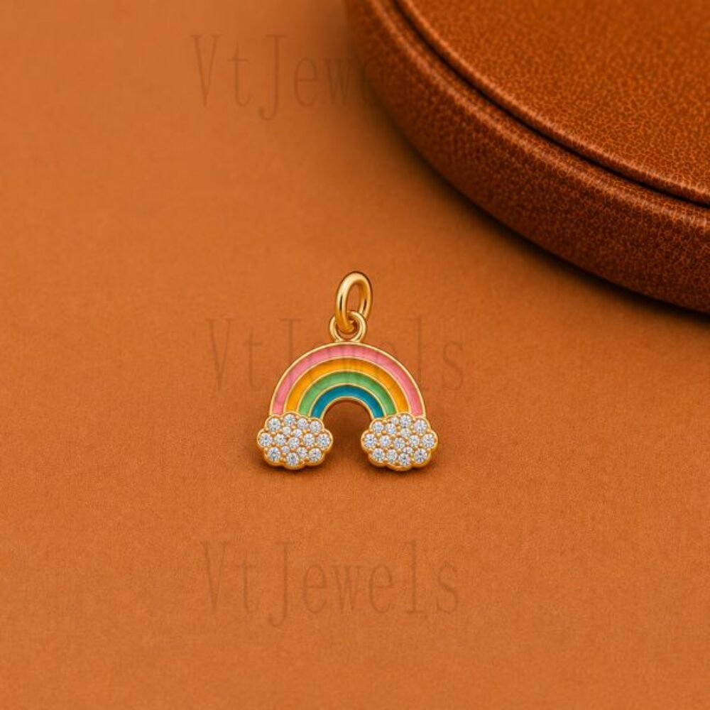 925 Sterling Silver Rainbow Pendant, Colorful Enamel Rainbow Charm