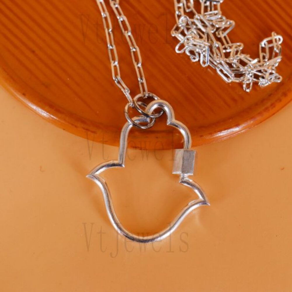 925 Sterling Silver Hamsa Hand Carabiner Lock