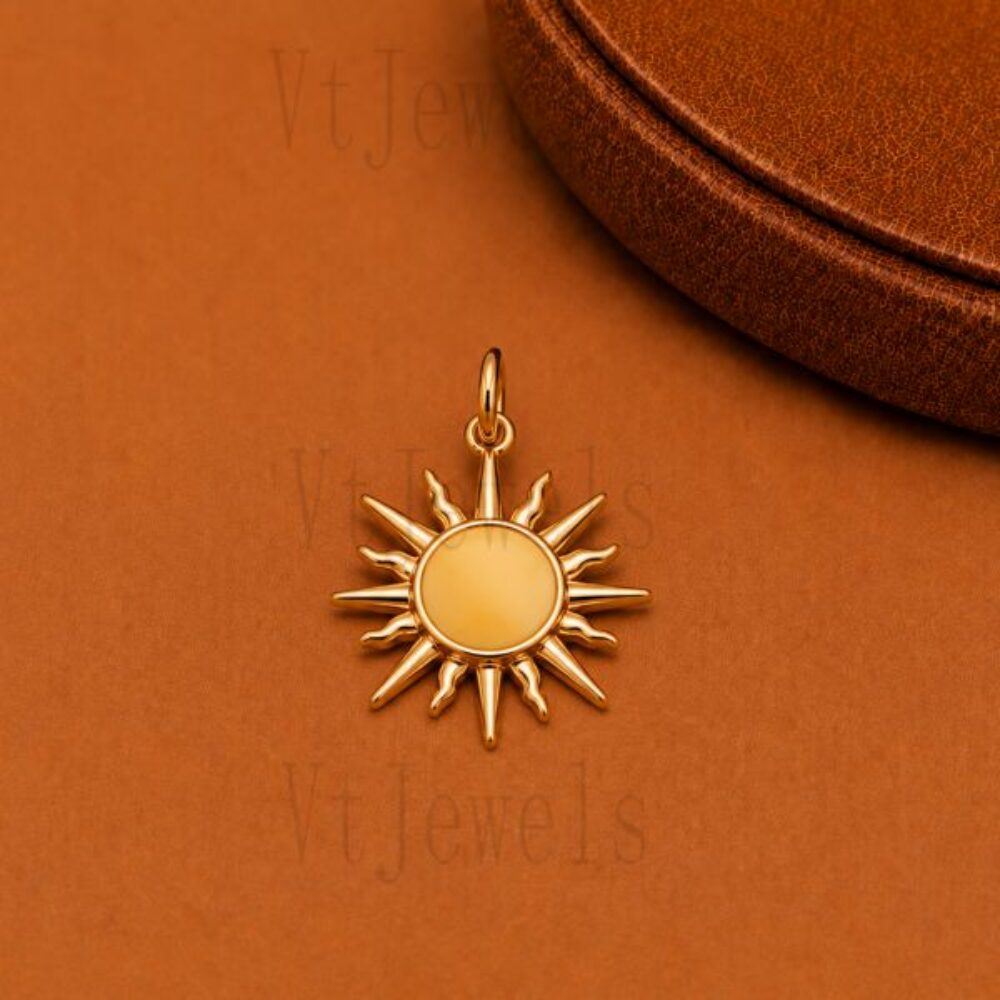 925 Sterling Silver Celestial Sunburst Enamel Pendant Charm