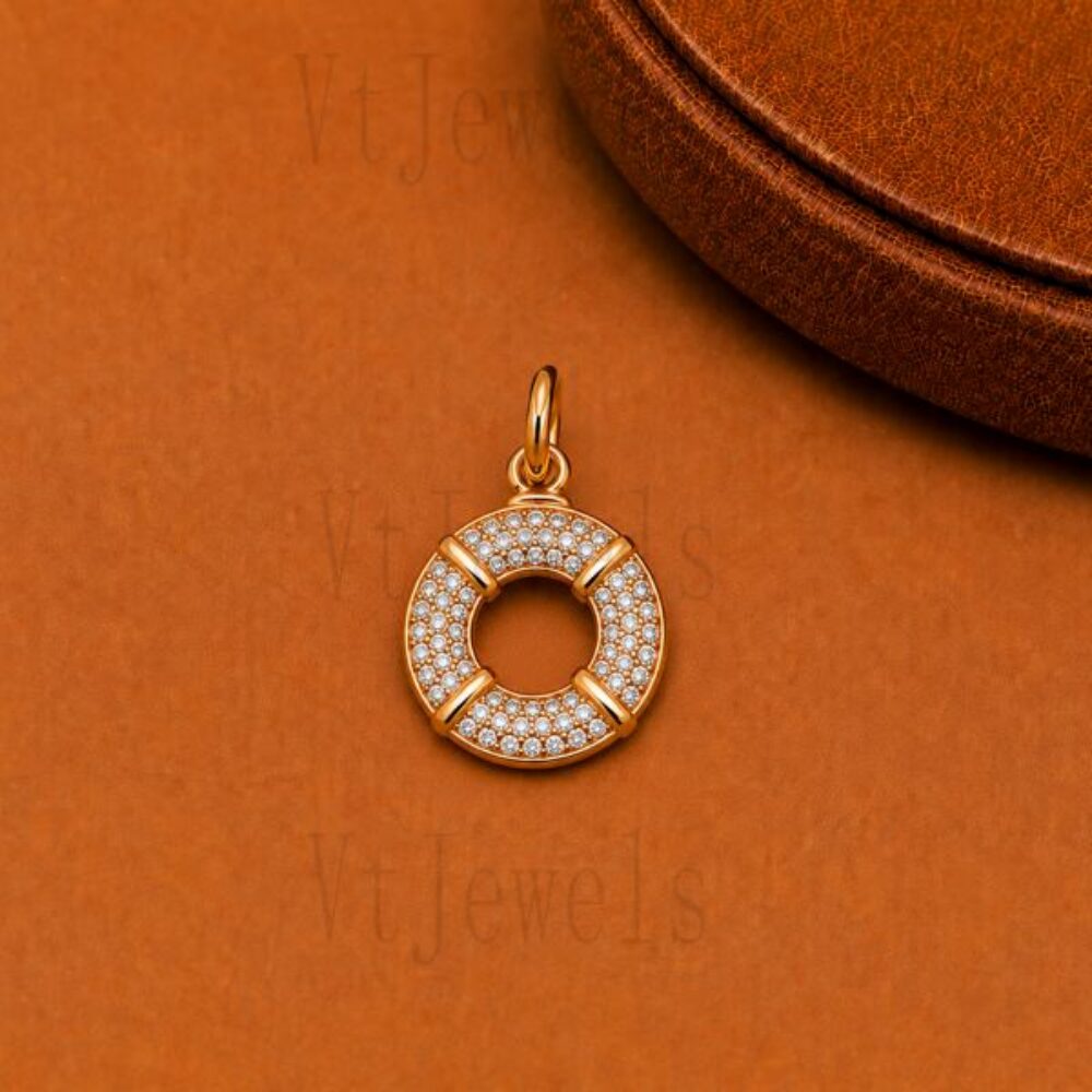 925 Sterling Silver Iced Out Lifebuoy Ring Pave diamond Pendant