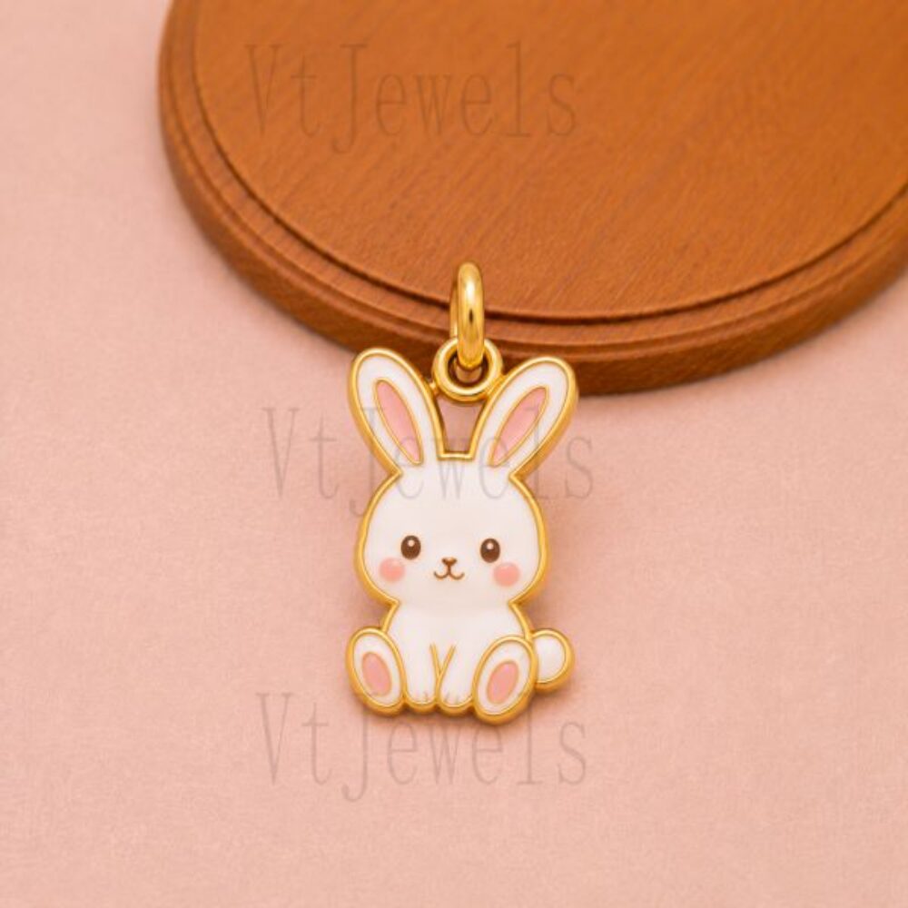 925 Sterling Silver Bunny Pendant, Cute White Rabbit Charm for Necklace