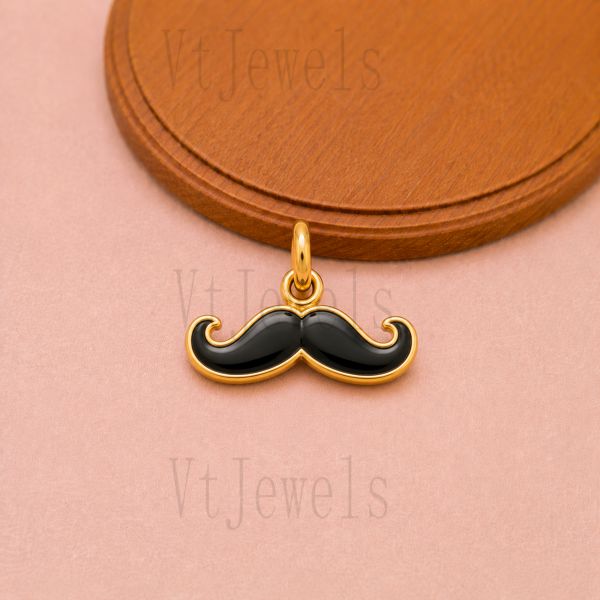 925 Sterling Silver Mustache Pendant, Quirky Enamel Handlebar Charm for Necklace