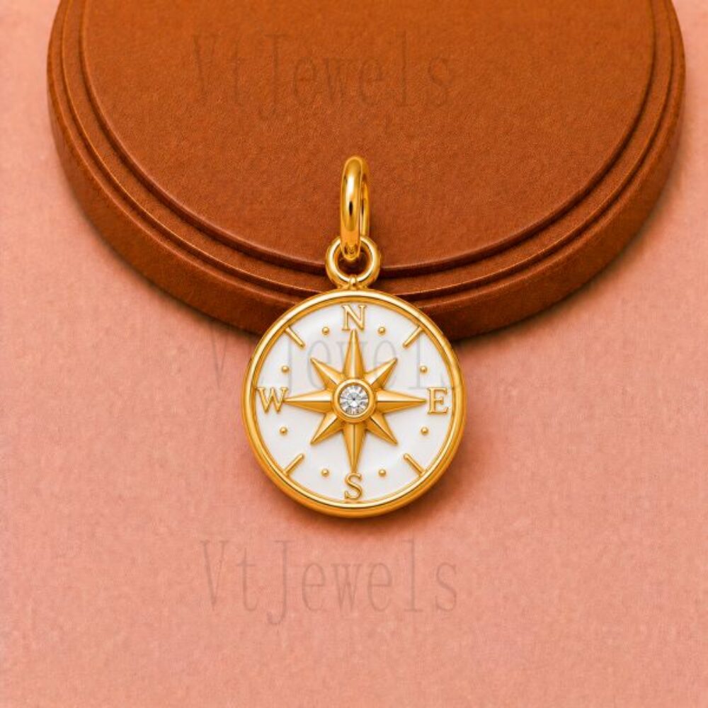 925 Sterling Silver Compass Pendant