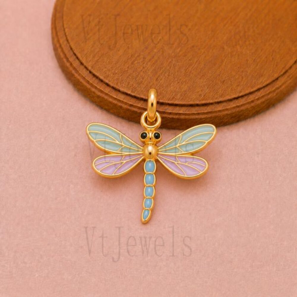 925 Sterling Silver Dragonfly Pendant, Pastel Enamel Insect Charm
