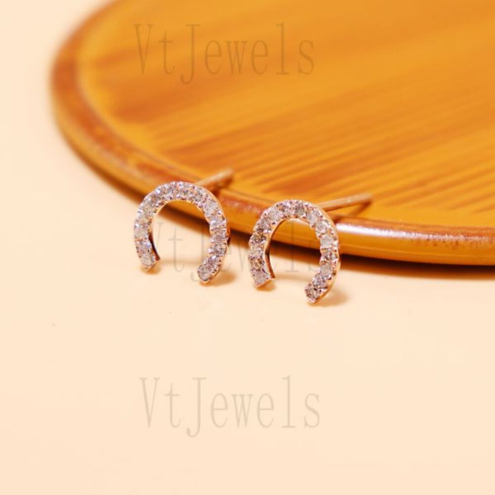 925 Sterling Silver Good Luck Horseshoe Stud Earring