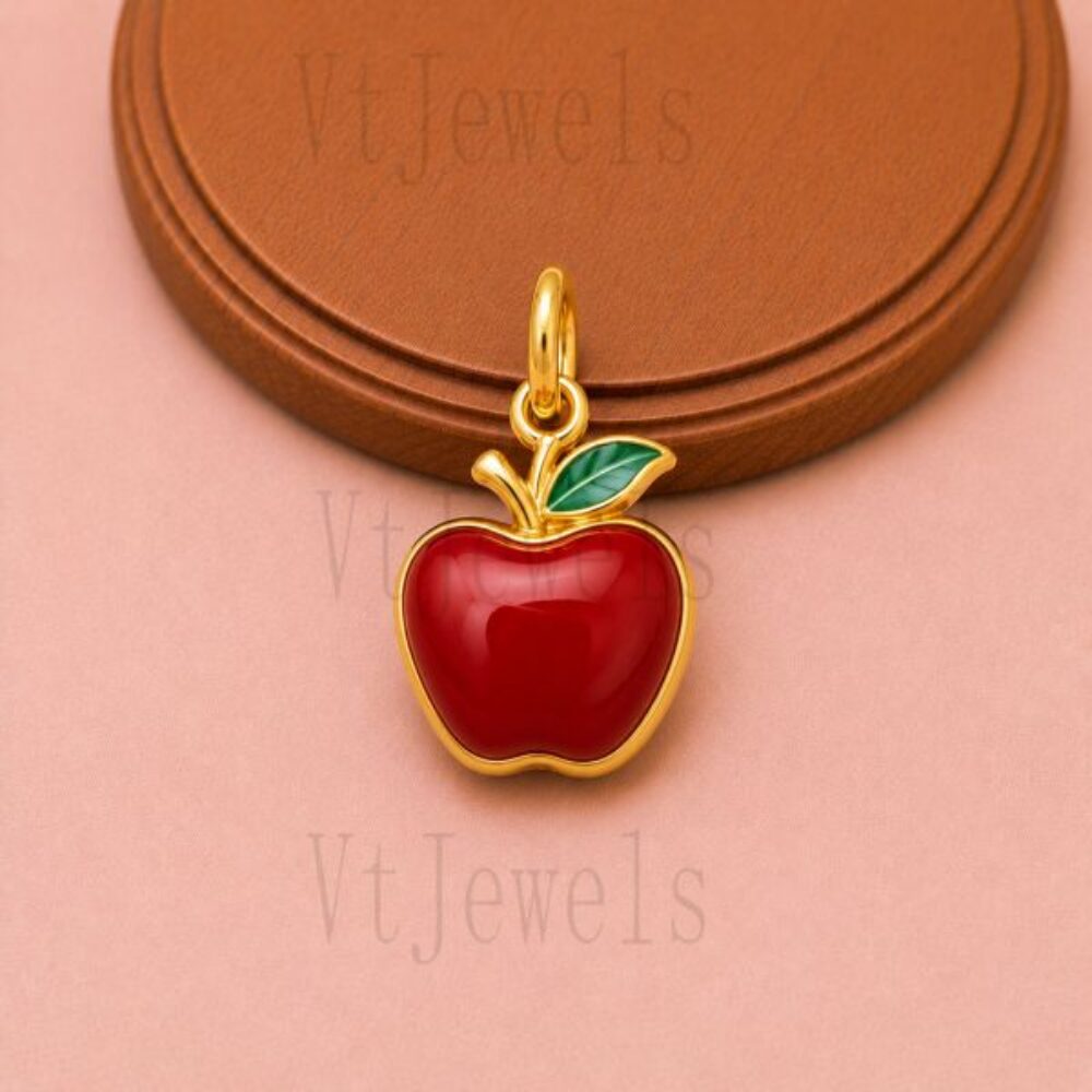 925 Sterling Silver Apple Pendant