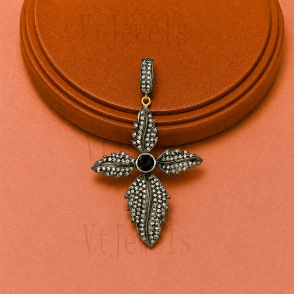925 Sterling Silver Leaf Cross Pendant