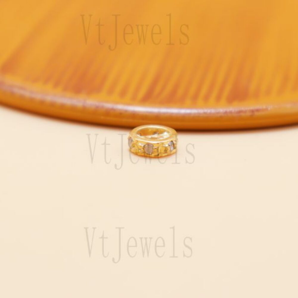 925 Sterling Silver Gold Plated Rondelle Spacer Bead Finding