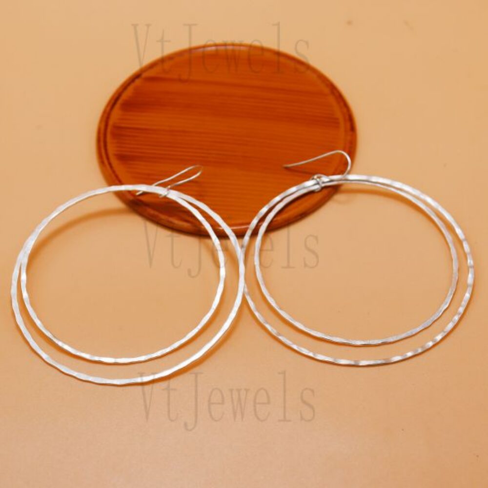925 sterling silver Large Silver Double Hoops