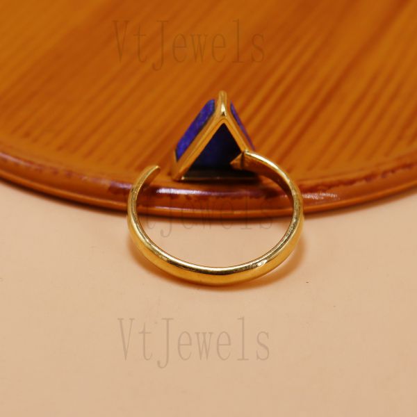 925 Sterling Silver Trillion Lapis Lazuli Open Ring - Image 4