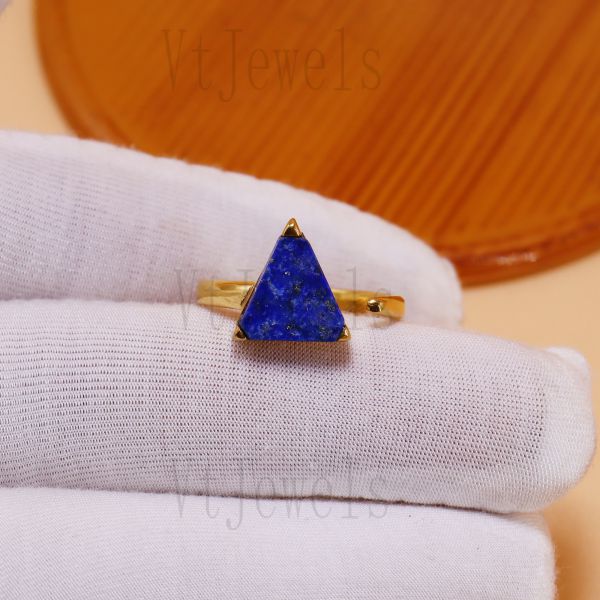 925 Sterling Silver Trillion Lapis Lazuli Open Ring - Image 8