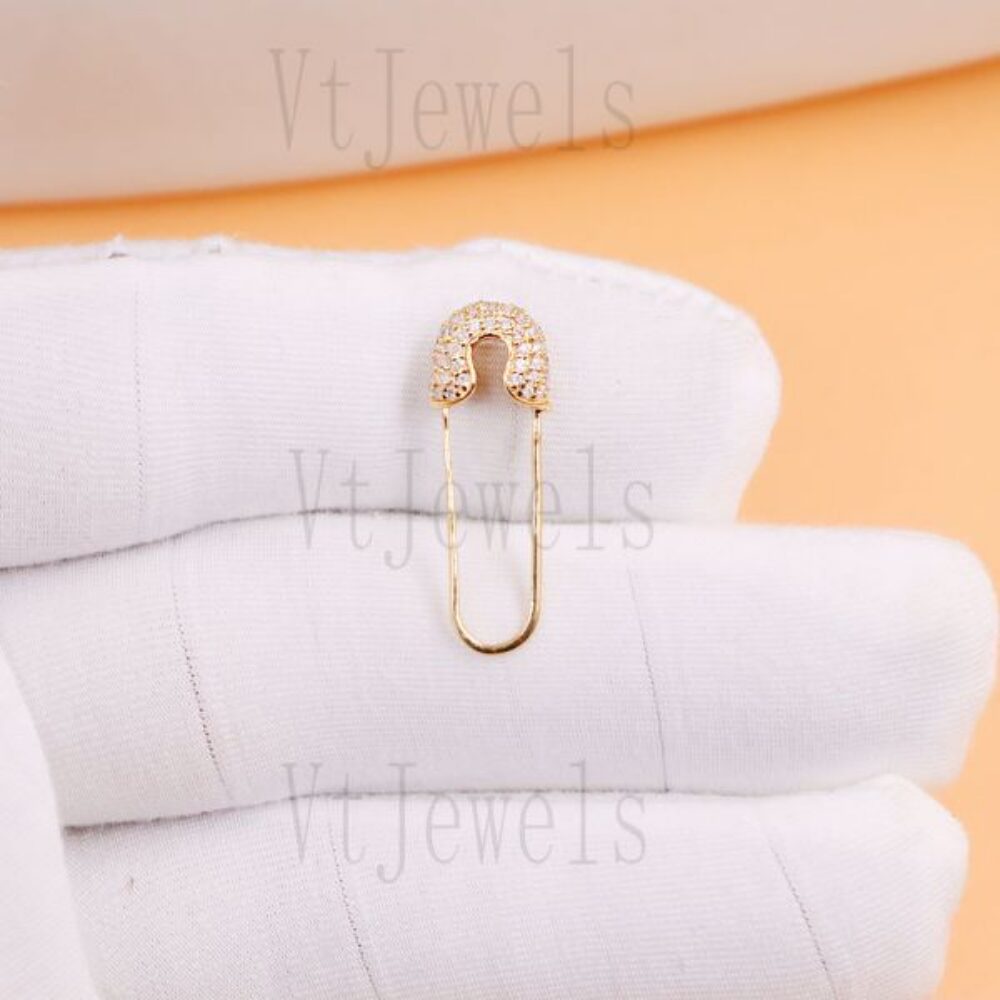 925 Sterling Silver Gold Plated Safety Pin Charm Finding