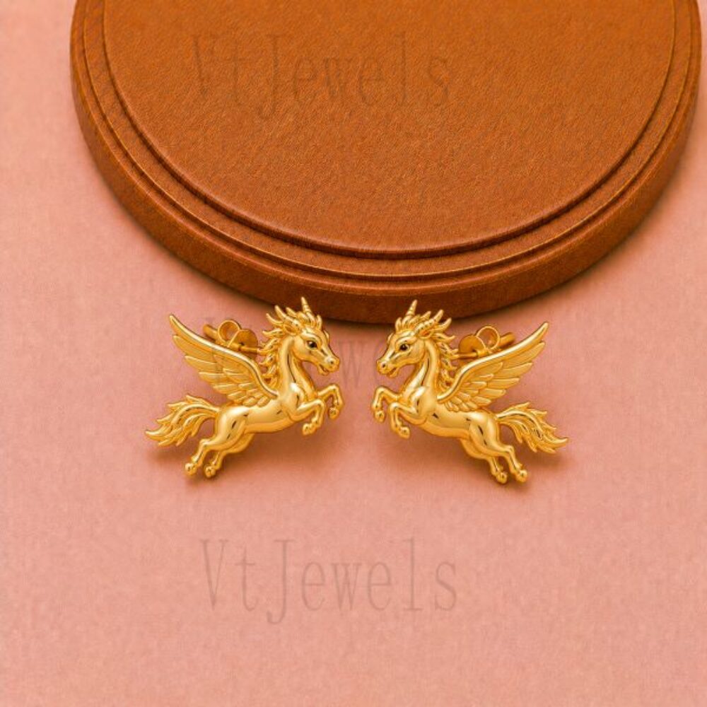 925 Sterling Silver Pegasus Stud Earrings