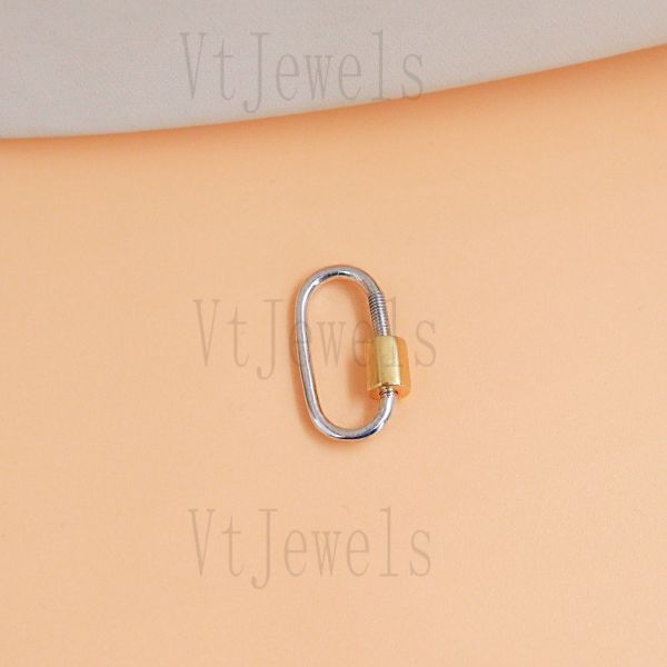 925 Sterling Silver Two-Tone Oval Carabiner Lock - Image 3