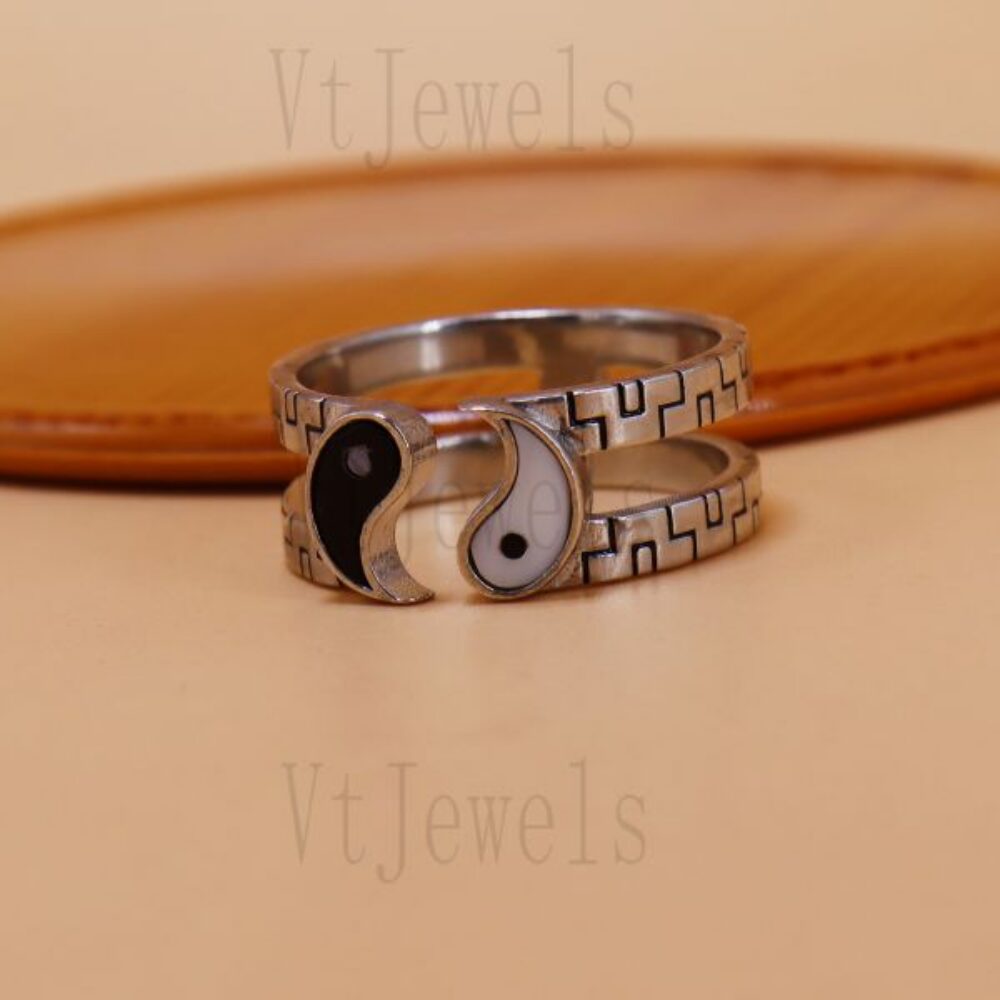 925 Sterling Silver Yin Yang Split Band Ring