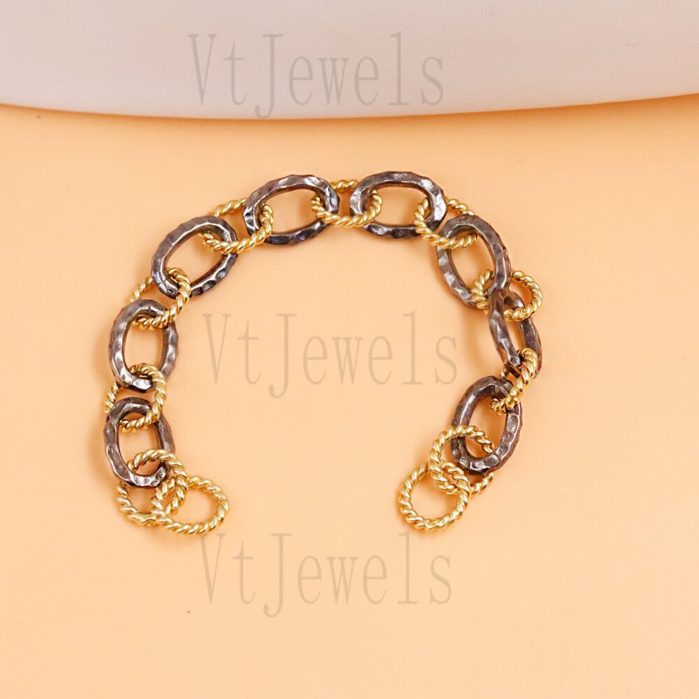 925 Sterling Silver Two-Tone Link Bracelet