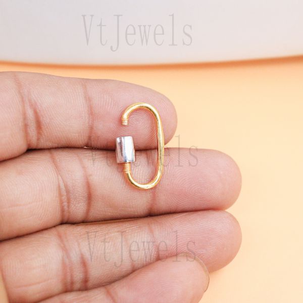 925 Sterling Silver Two-Tone Oval Carabiner Lock - Image 7