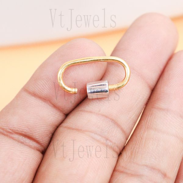 925 Sterling Silver Two-Tone Oval Carabiner Lock - Image 8
