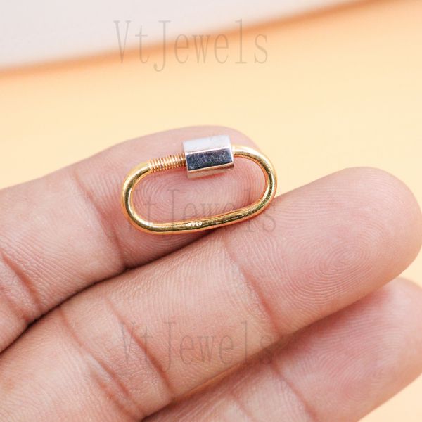 925 Sterling Silver Two-Tone Oval Carabiner Lock - Image 9