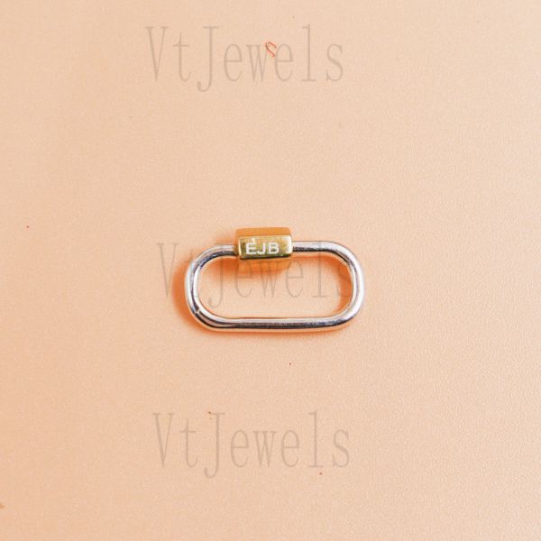 925 Sterling Silver Two-Tone Oval Carabiner Lock - Image 10