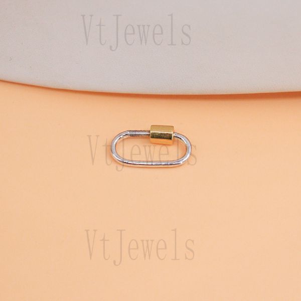 925 Sterling Silver Two-Tone Oval Carabiner Lock - Image 4