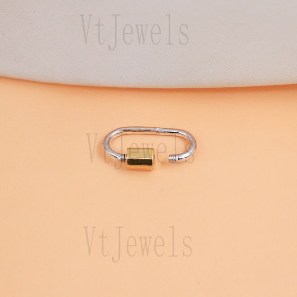 925 Sterling Silver Two-Tone Oval Carabiner Lock - Image 5
