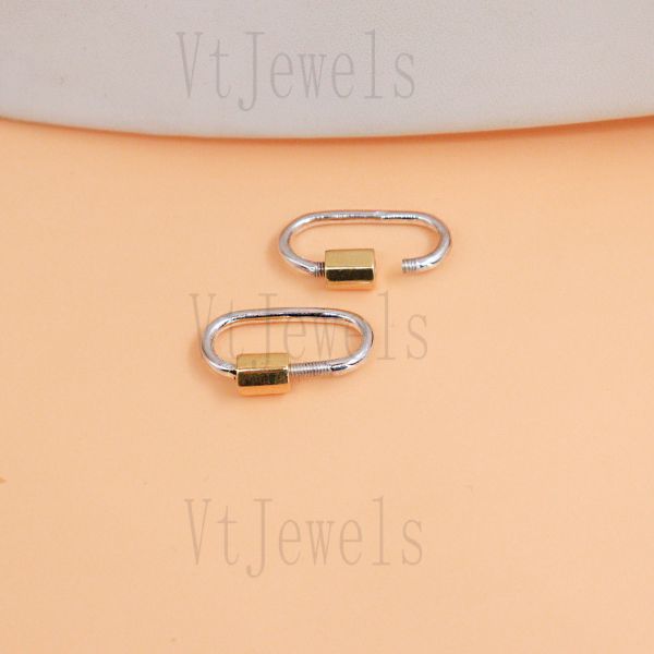925 Sterling Silver Two-Tone Oval Carabiner Lock - Image 11