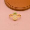 Gold-Plated 925 Sterling Silver Pineapple Ring with and Green Gemstones
