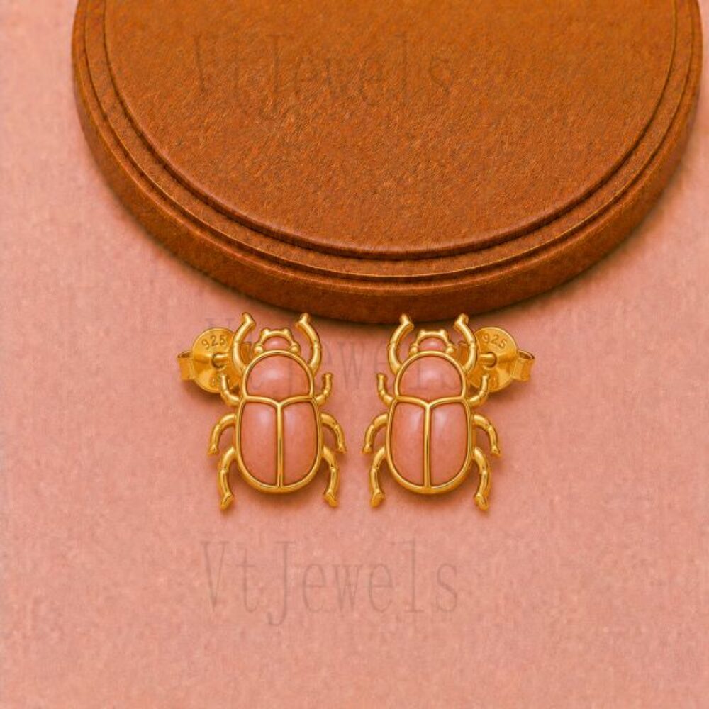 925 Sterling Silver Scarab Beetle Stud Earrings