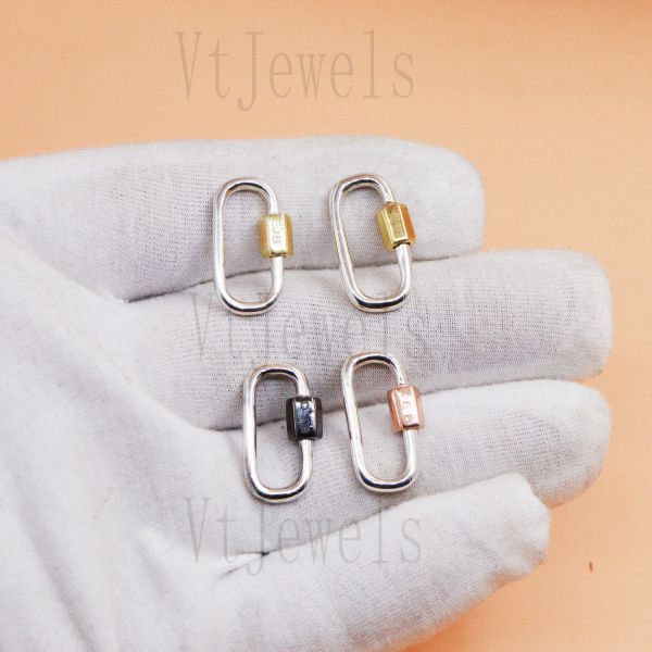 One Pcs Sterling Silver Oval Carabiner Lock Set - Image 3
